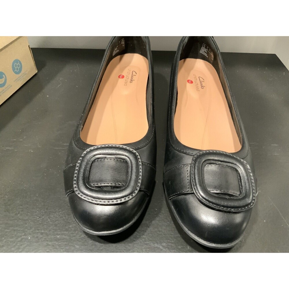 Clarks UN Blush Cove Black Leather Size 7 W / NWB
